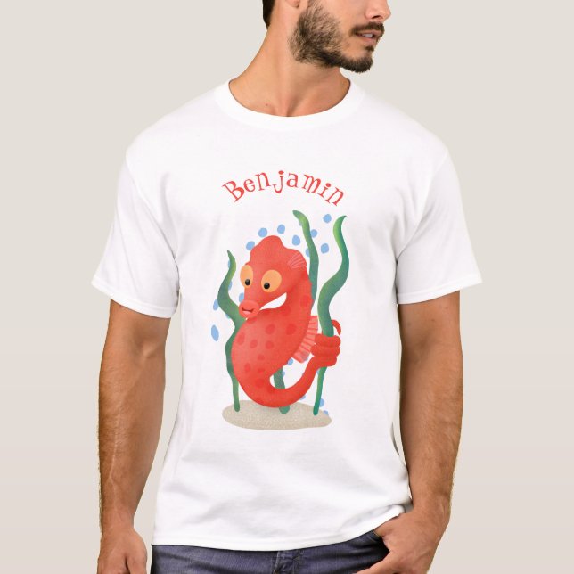 Camiseta Imagem de desenho animado de cavalo-de-coleira ver (Frente)