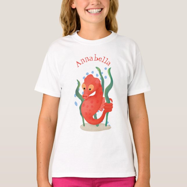 Camiseta Imagem de desenho animado de cavalo-de-coleira ver (Frente)
