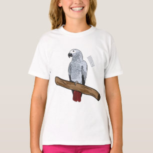 Camiseta Imagem de desenho animado de cinza africana