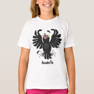 Camiseta Imagem de desenho animado de corvo louco engraçad
