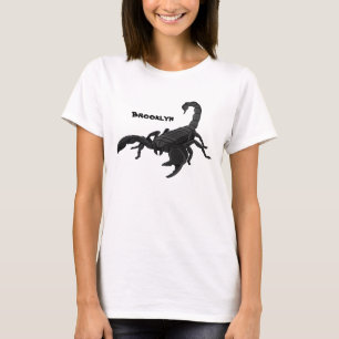 Camiseta Imagem de desenho animado de escorpião preto