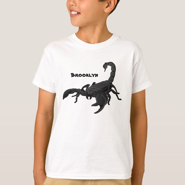 Camiseta Imagem de desenho animado de escorpião preto (Frente)