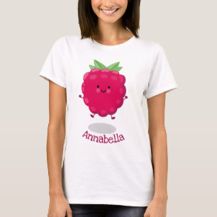 Camiseta Imagem de desenho animado de framboesa feliz