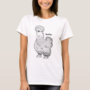 Camiseta Imagem de desenho animado de frango Silkie
