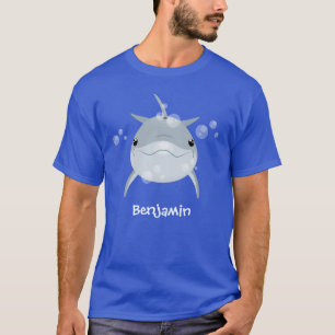 Camiseta Imagem de desenho animado de golfinho de kawaii fe