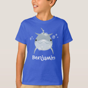 Camiseta Imagem de desenho animado de golfinho de kawaii fe