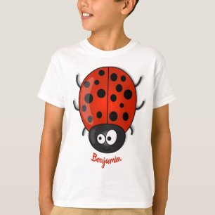 Camiseta Imagem de desenho animado de joaninha vermelha, fe