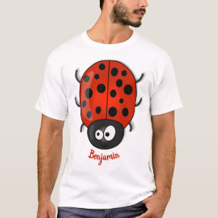 Camiseta Imagem de desenho animado de joaninha vermelha, fe