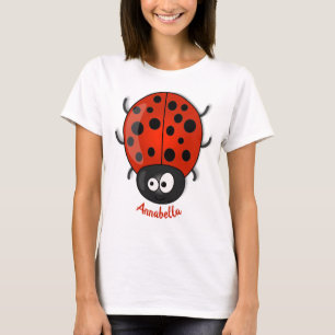 Camiseta Imagem de desenho animado de joaninha vermelha, fe