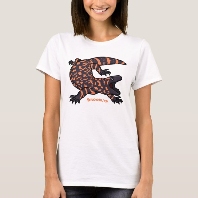 Camiseta Imagem de desenho animado de lagarto monstro de gi (Frente)