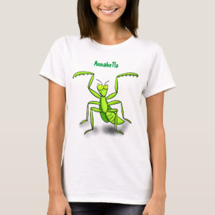 Camiseta Imagem de desenho animado de louva-a-deus engraçad