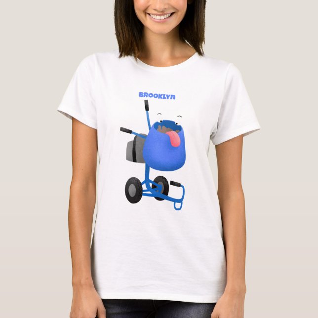Camiseta Imagem de desenho animado de misturador azul engra (Frente)