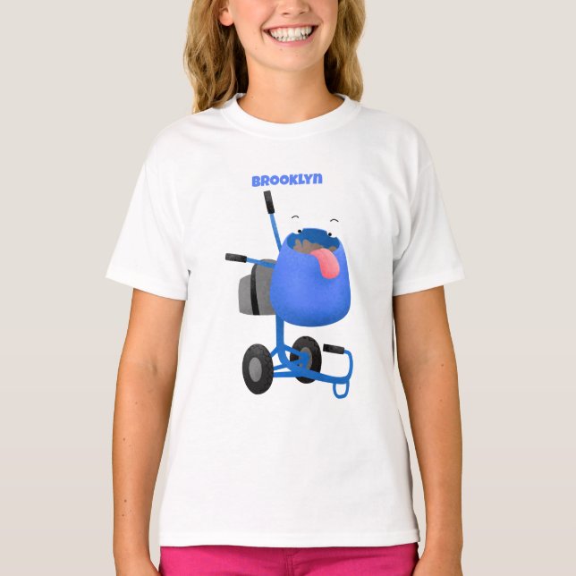 Camiseta Imagem de desenho animado de misturador azul engra (Frente)