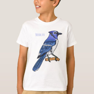 Camiseta Imagem de desenho animado de pássaro azul