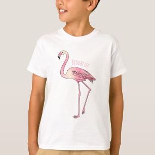 Camiseta Imagem de desenho animado de pássaro Flamingo