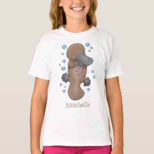 Camiseta Imagem de desenho animado de platypus de bebê feli