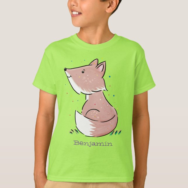 Camiseta Imagem de desenho animado de raposas de bebês (Frente)