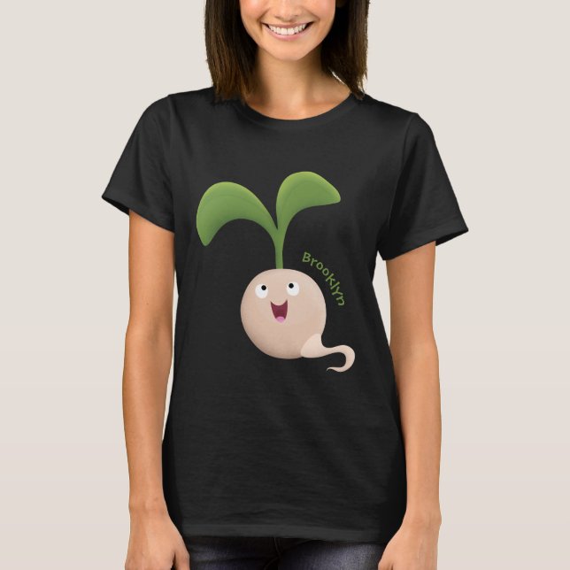 Camiseta Imagem de desenho animado de sementes felizes e bo (Frente)