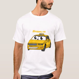 Camiseta Imagem de desenho animado de táxi amarelo bonito