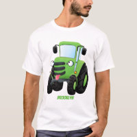 Imagem de desenho animado de trator fazenda verde-