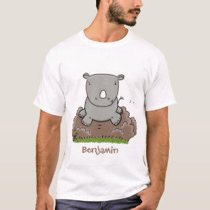 Camiseta Imagem de desenho animado do bebê rhino bonito