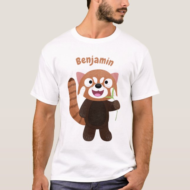 Camiseta Imagem de desenho animado do panda vermelho-bonito (Frente)