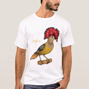 Camiseta Imagem de desenho animado real de aves apanhadoras