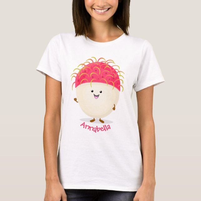 Camiseta Imagem de desenho animado rosa-claro (Frente)