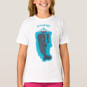Camiseta Imagem de desenhos animados de baleias-brancas e e