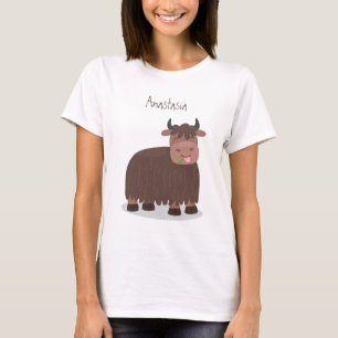 Camiseta Imagem de desenhos animados de grama feliz e engra