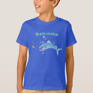 Camiseta Imagem de desenhos animados de pesca faminto em Ba