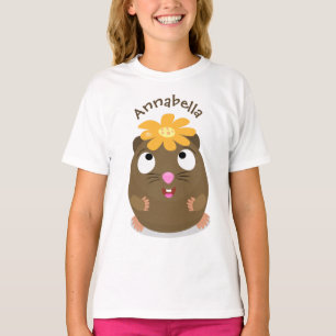 Camiseta Imagem de desenhos animados felizes da cobaia