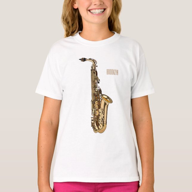 Camiseta Imagem de desenhos saxofônicos (Frente)