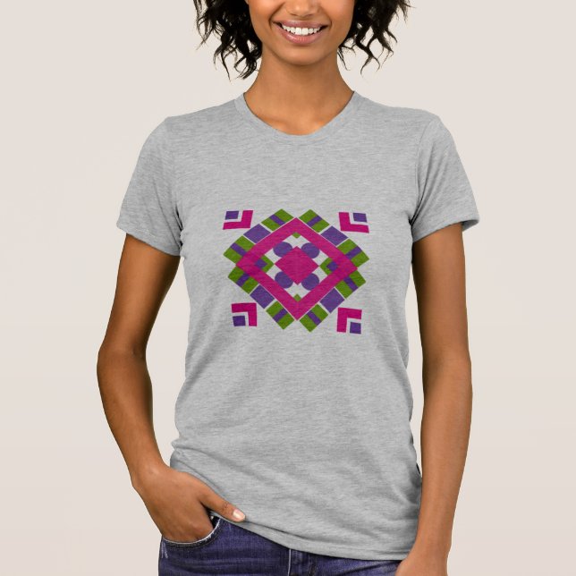 Camiseta Imagem de Diamante Multicolorido Roxo Abstrato (Frente)