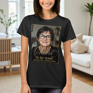 Camiseta Imagem de Festa de aniversário 50 preto e Dourado 