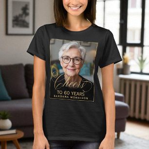 Camiseta Imagem de Festa de aniversário 60ª e Dourada preto