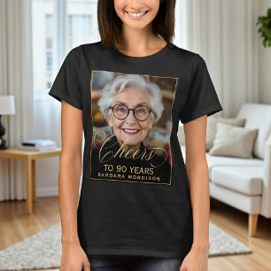 Camiseta Imagem de Festa de aniversário Dourada e preta ele
