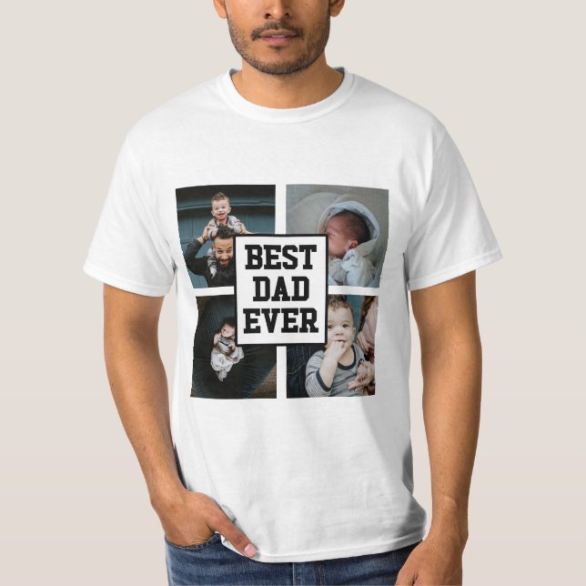 Camiseta Imagem de Foto Personalizada do Melhor Pai Branco  (Frente)