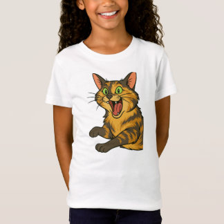 Camiseta Imagem de Gato Zangado de Cartoon