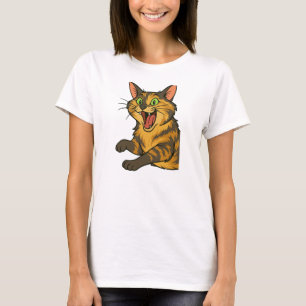 Camiseta Imagem de Gato Zangado de Cartoon