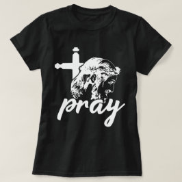 Camiseta Imagem de Jesus Imagem Preta e Branca Mulheres