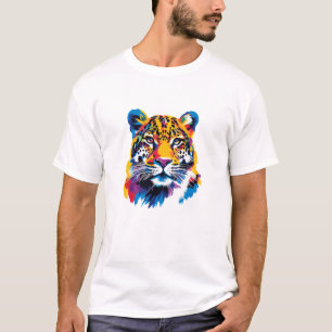 Camiseta Imagem de Leopard Portrait Ilustração de Aquarela