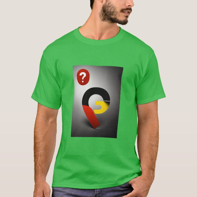 Camiseta Imagem de logotipo com ponto de interrogação (Frente)