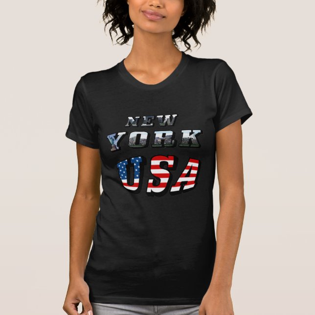 Camiseta Imagem de New York e texto dos EUA (Frente)
