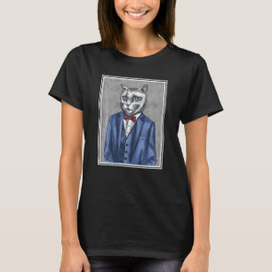 Camiseta Imagem de Óleo de Pintura de Cat Engraçada