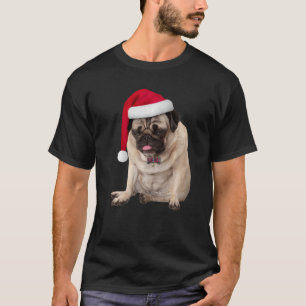 Camiseta Imagem de Pug Marrom Claro Bonito com Chapéu de Pa