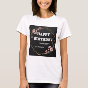 Camiseta Imagem de texto personalizado de aniversário feliz