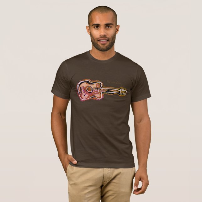 Camiseta imagem de violão amarronzado (Frente Completa)