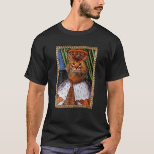 Camiseta Imagem Divertida em Moldura Gráfica Rei Coroa Gato