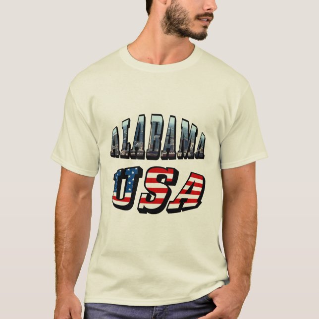 Camiseta Imagem do Alabama e bandeira dos EUA Font (Frente)